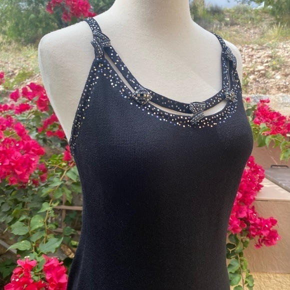 Vintage St John Evening by Marie Gray Formal Gown Knit Maxi Dress Black Sz 4 EUC - Picture 5 of 13